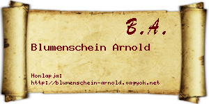 Blumenschein Arnold névjegykártya